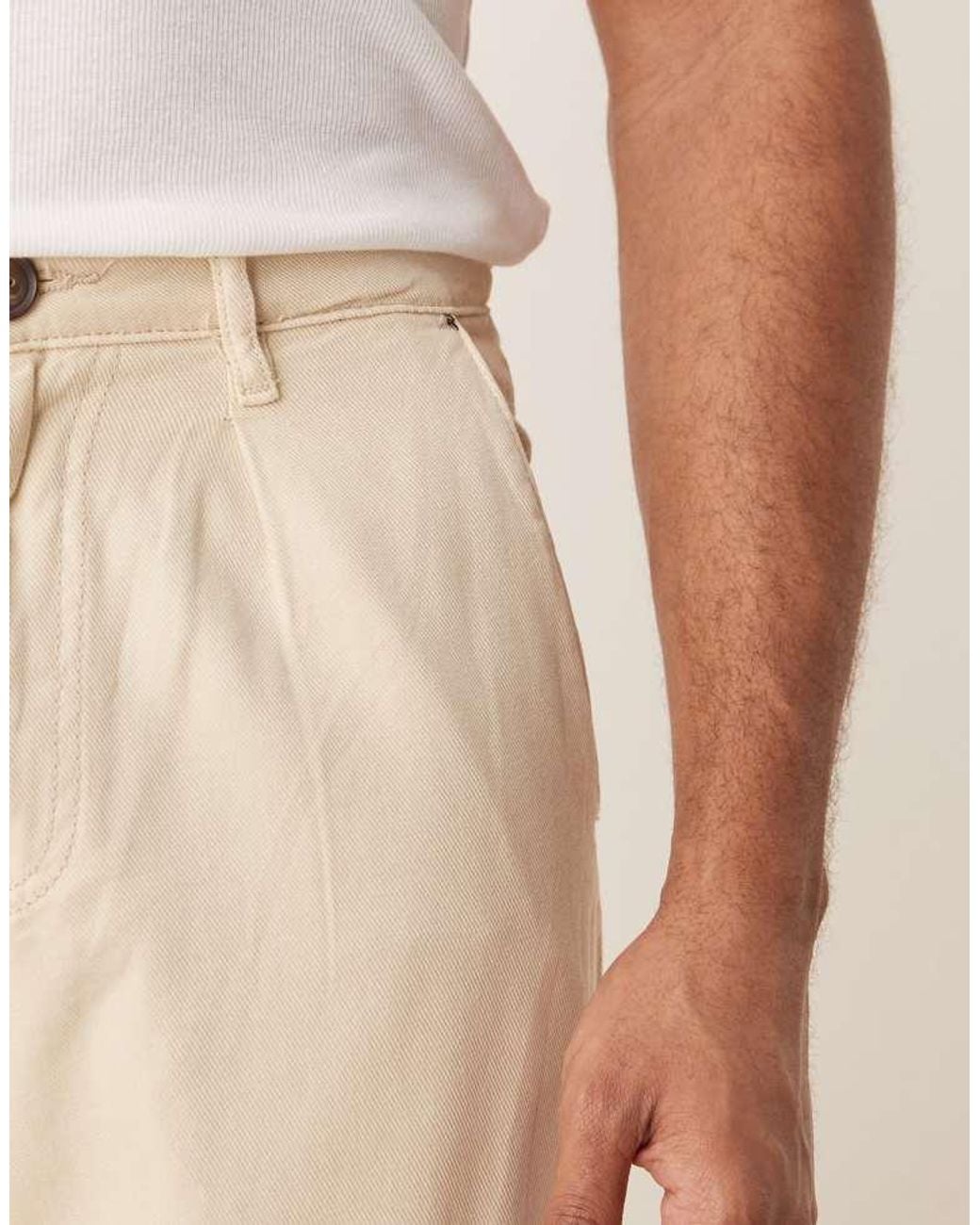 SELECTED Natural Wide Fit Pleated Trouser for men