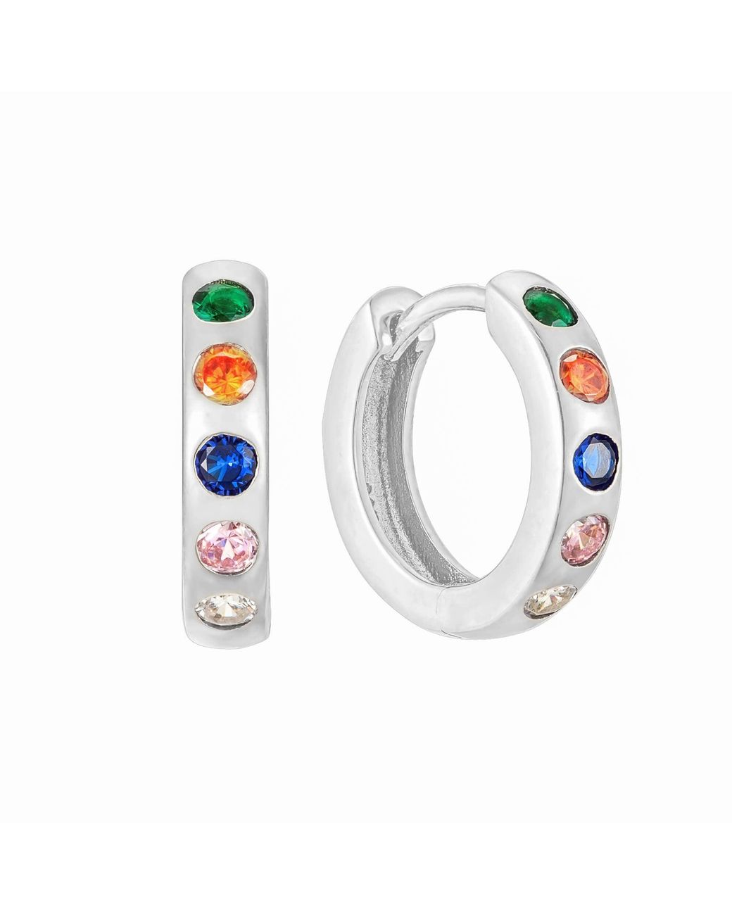 SEOL + GOLD White Sterling Cz Huggie Hoops