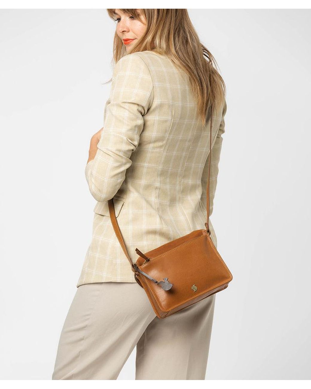 Conkca Natural 'Aurora' Dark Leather Cross Body Bag