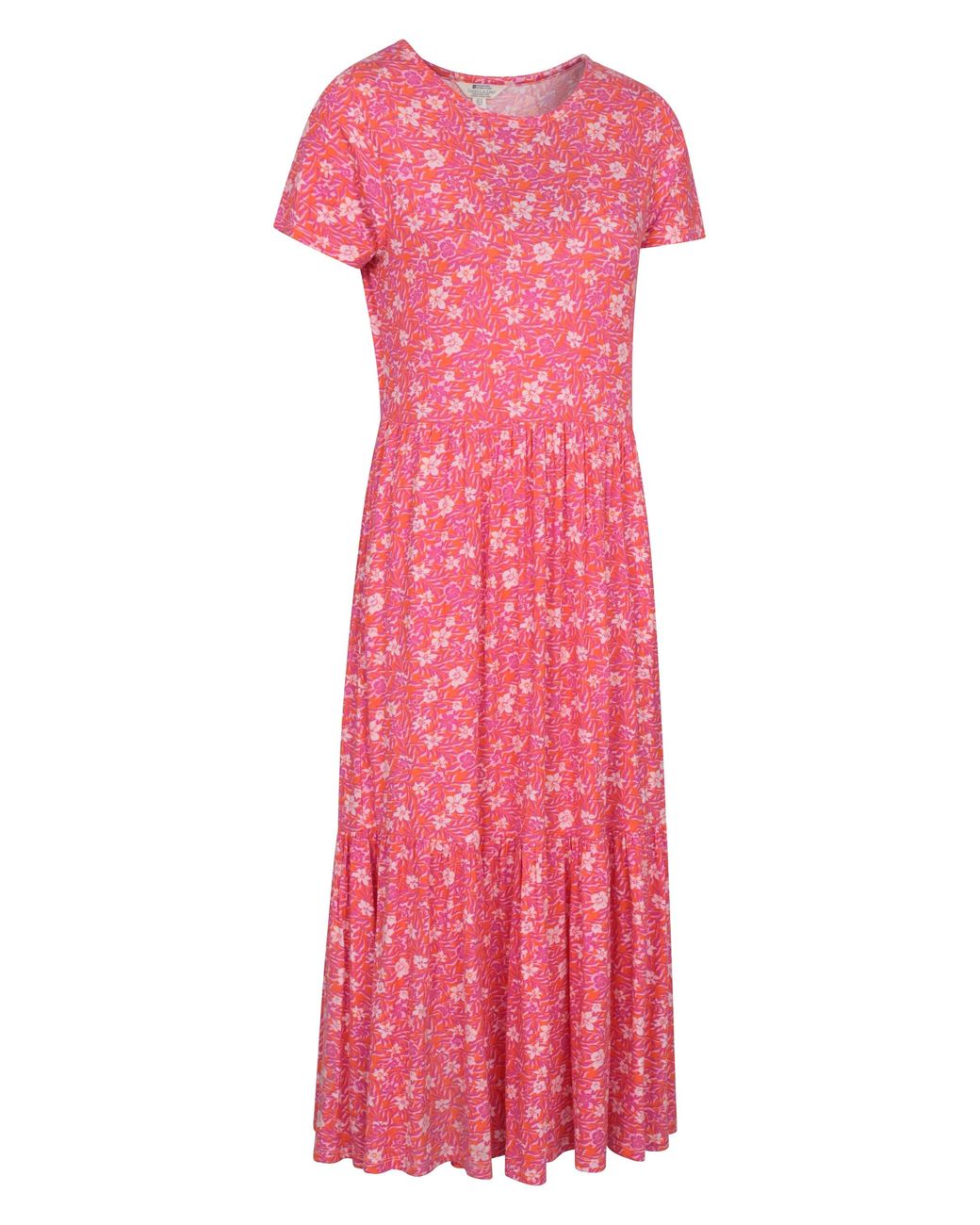 Mountain Warehouse Pink 'Sardinia' Tiered Dress Casual Lightweight Short Sleeve Ladies Outfit Viscose