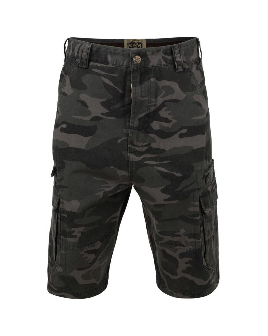 KAM Jeanswear Gray Kam Camo Cargo Shorts for men