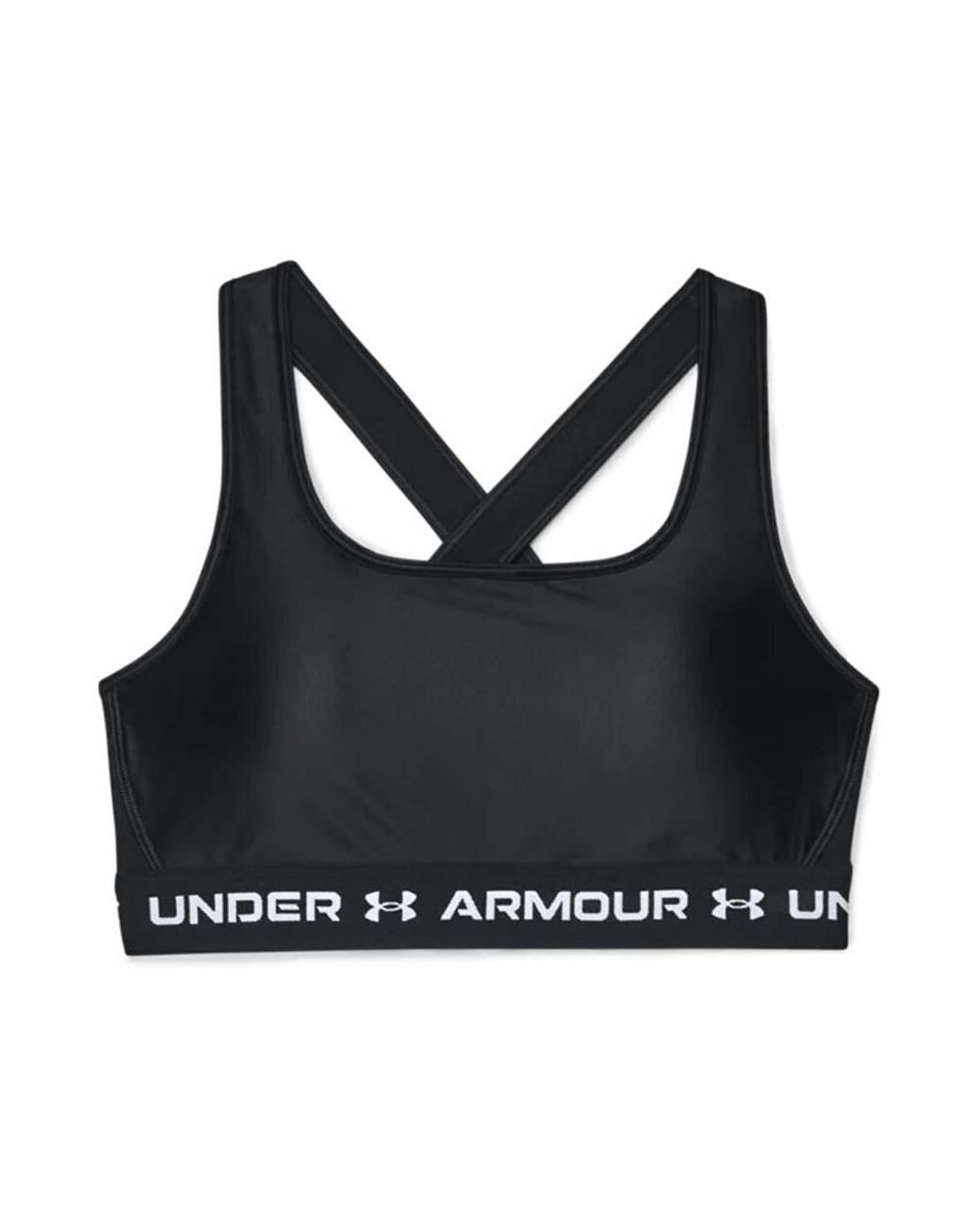 Under Armour Black Crossback Mid Matte Shine Sports Bra