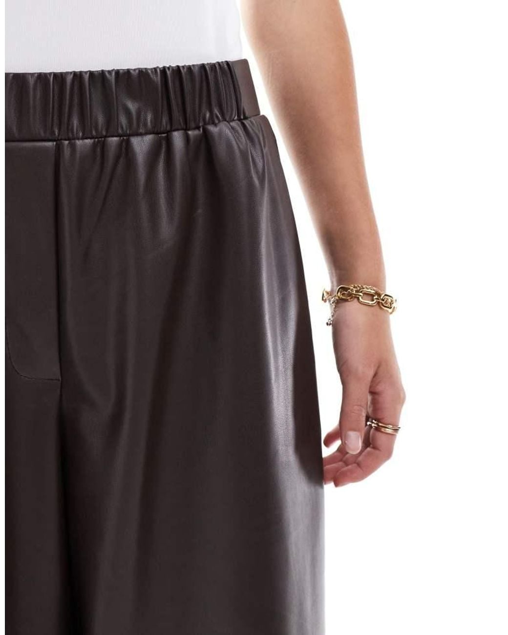 ASOS Brown Faux Leather Oversized Volume Trousers