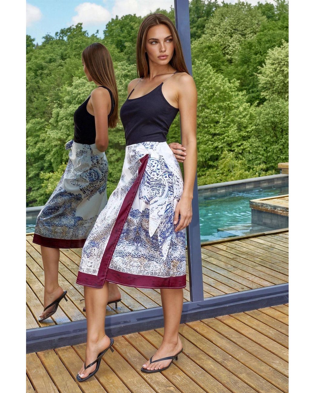 Hiccup Green Satin Wrap Skirt