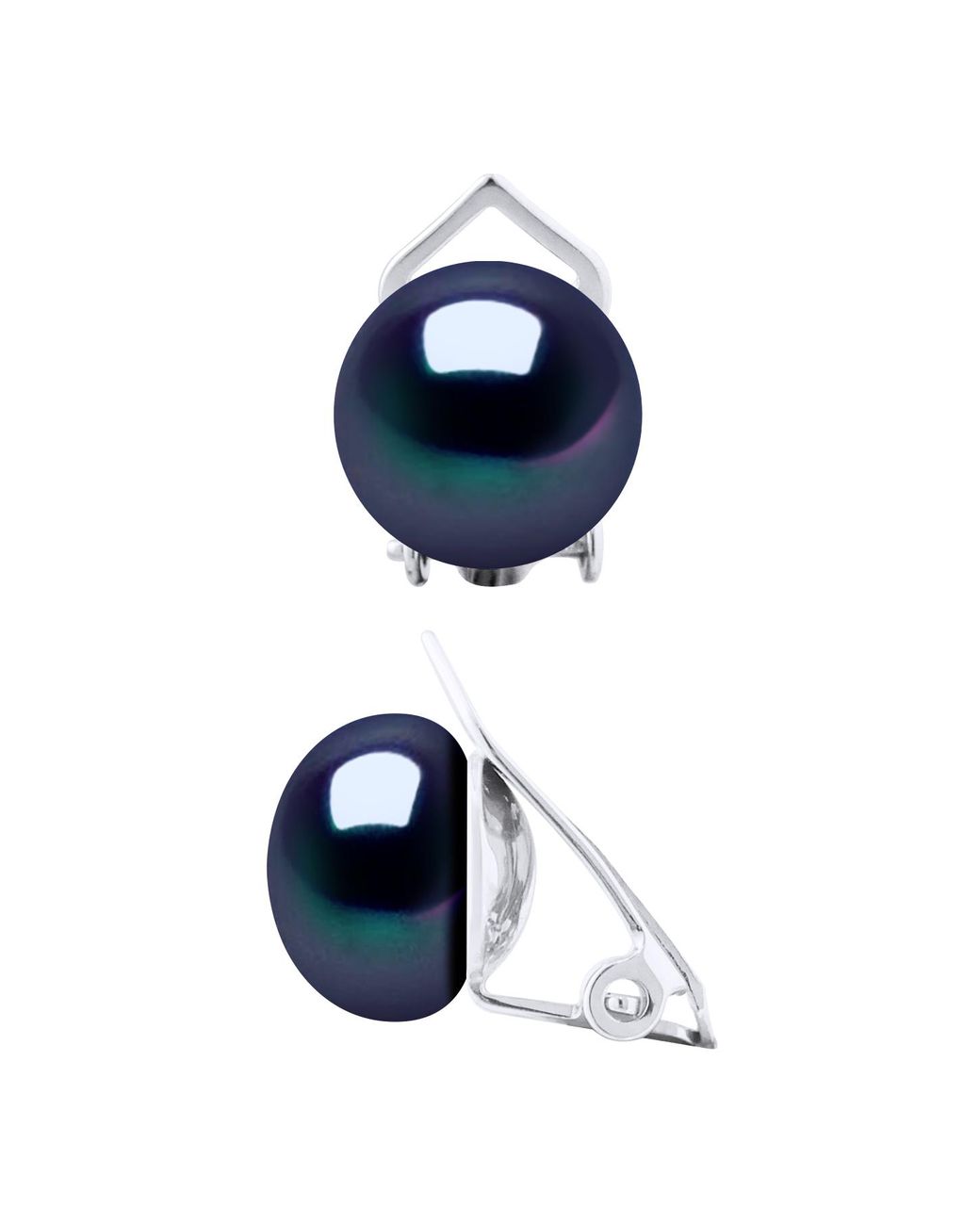 Ateliers Saint Germain Blue Earrings Real Cultured Freshwater Pearls Button 9-10 Mm