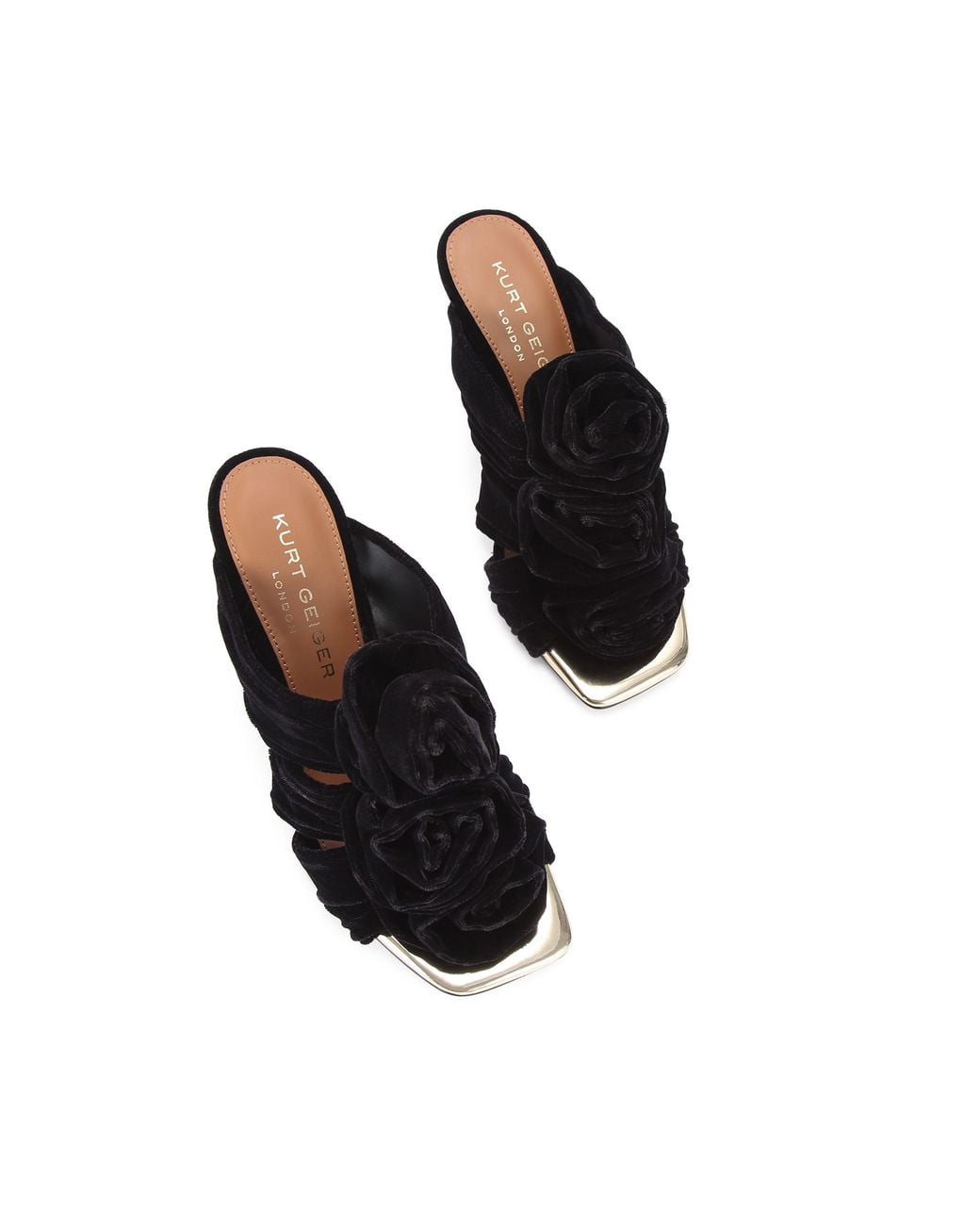 Kurt Geiger Black Velvet Bloom Mule Mules