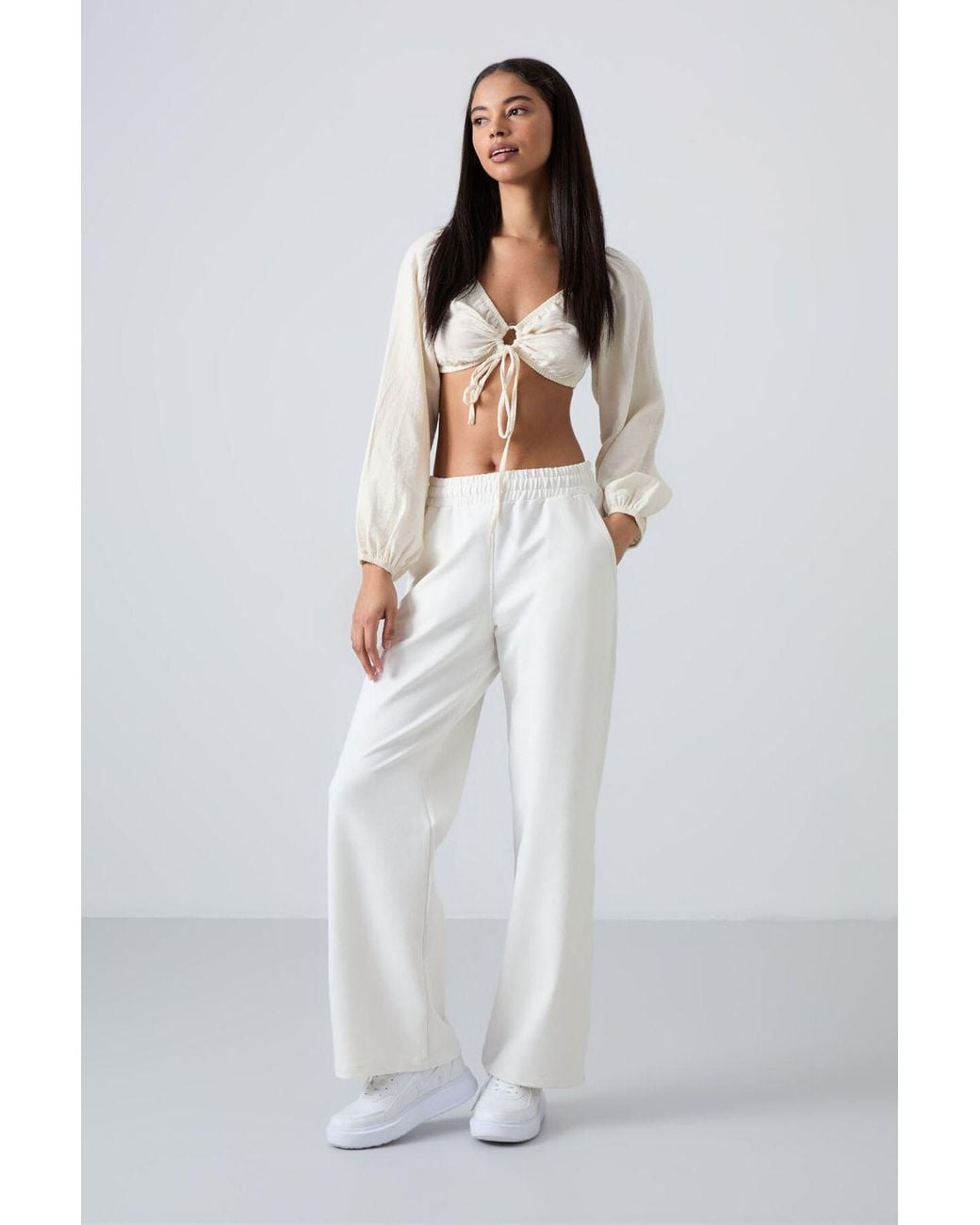 TOMMY LIFE White Wide-Leg Pull-On Sweatpants