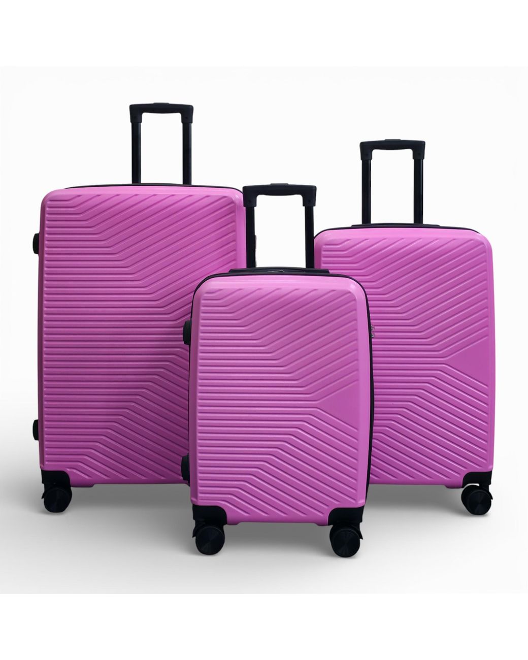 Infinity Leather Purple Hardshell Suitcase 8 Wheel Cabin Luggage Set Of 3 Abs