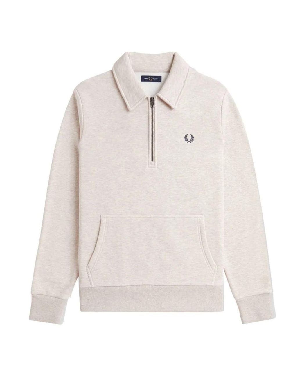 Fred Perry White Half Zip Porridge Marl Pullover Sweater for men