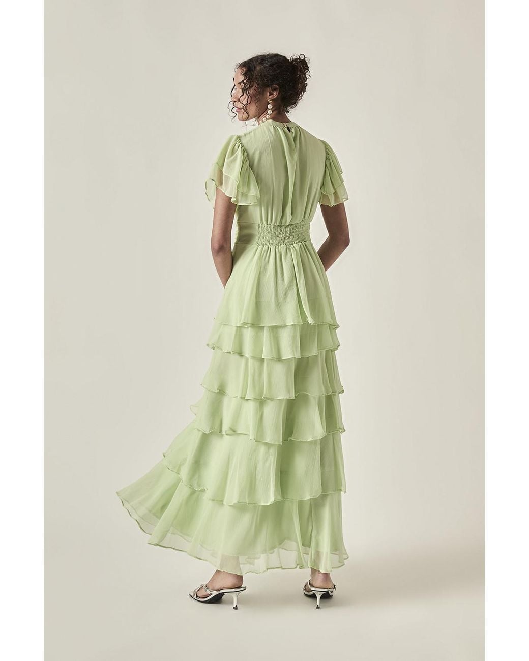 James Lakeland Green Ruffle Tiered Maxi Dress –