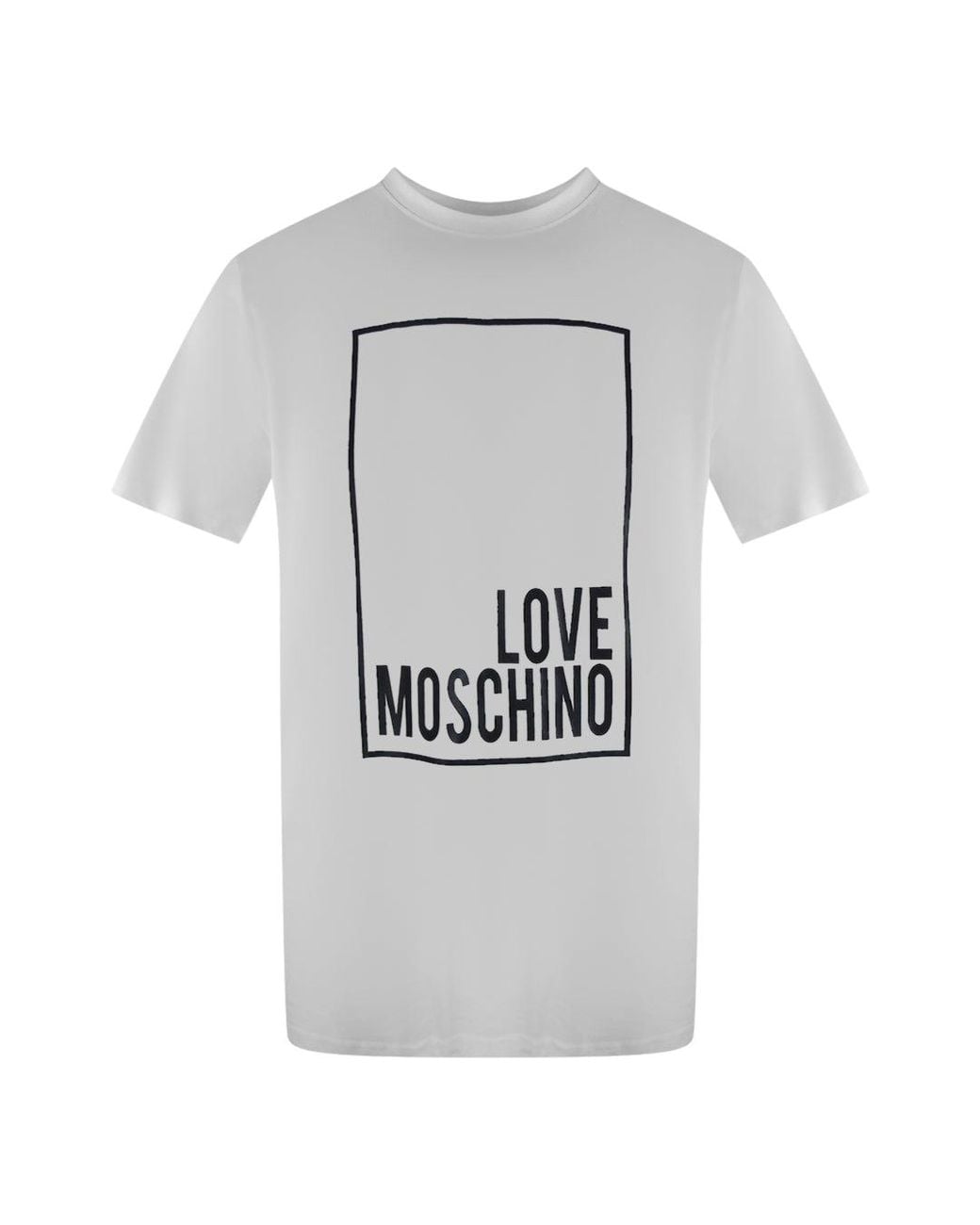Moschino Gray Love Box Logo T-Shirt Cotton for men