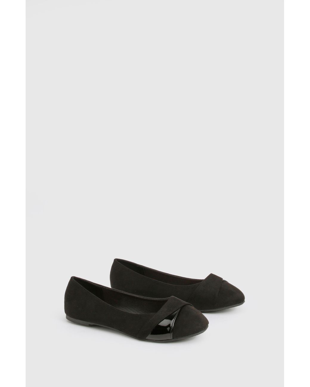 Boohoo Gray Wide Fit Twist Front Ballet Flats