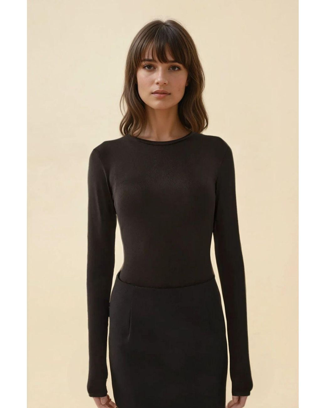Hiccup Black Slim Fit Crew Neck Long Sleeve Top