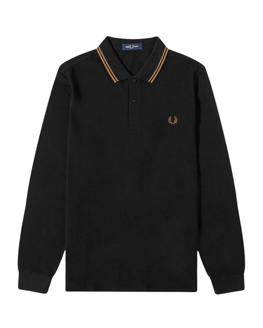 Fred Perry Shaded Stone Twin Tipped Collar Long Sleeve Polo Shirt