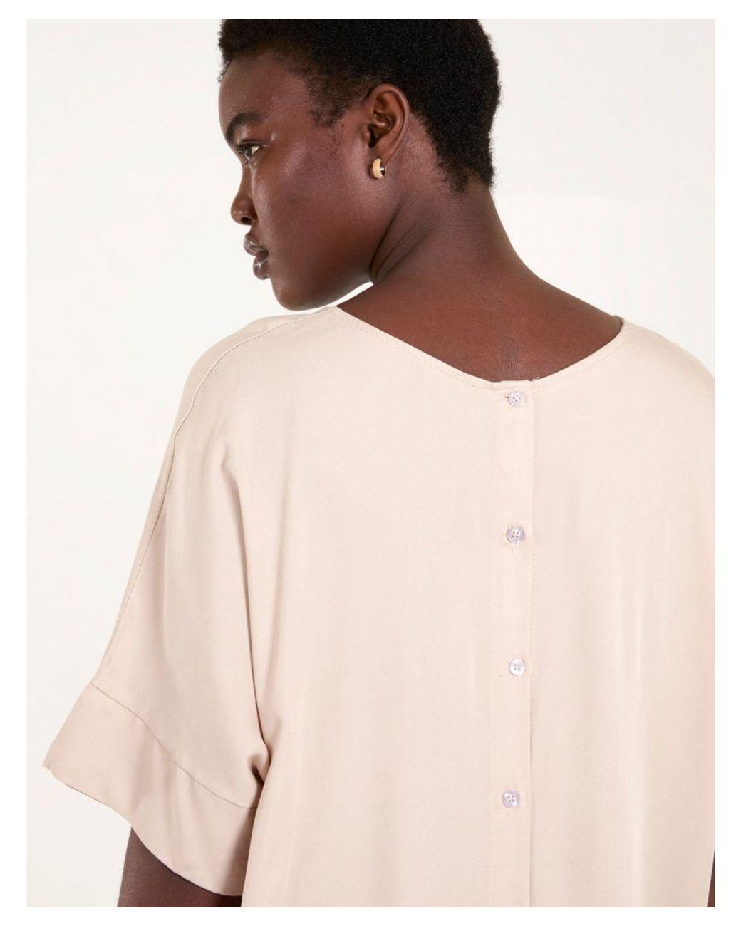 Blue Vanilla Natural Button Back Viscose Top