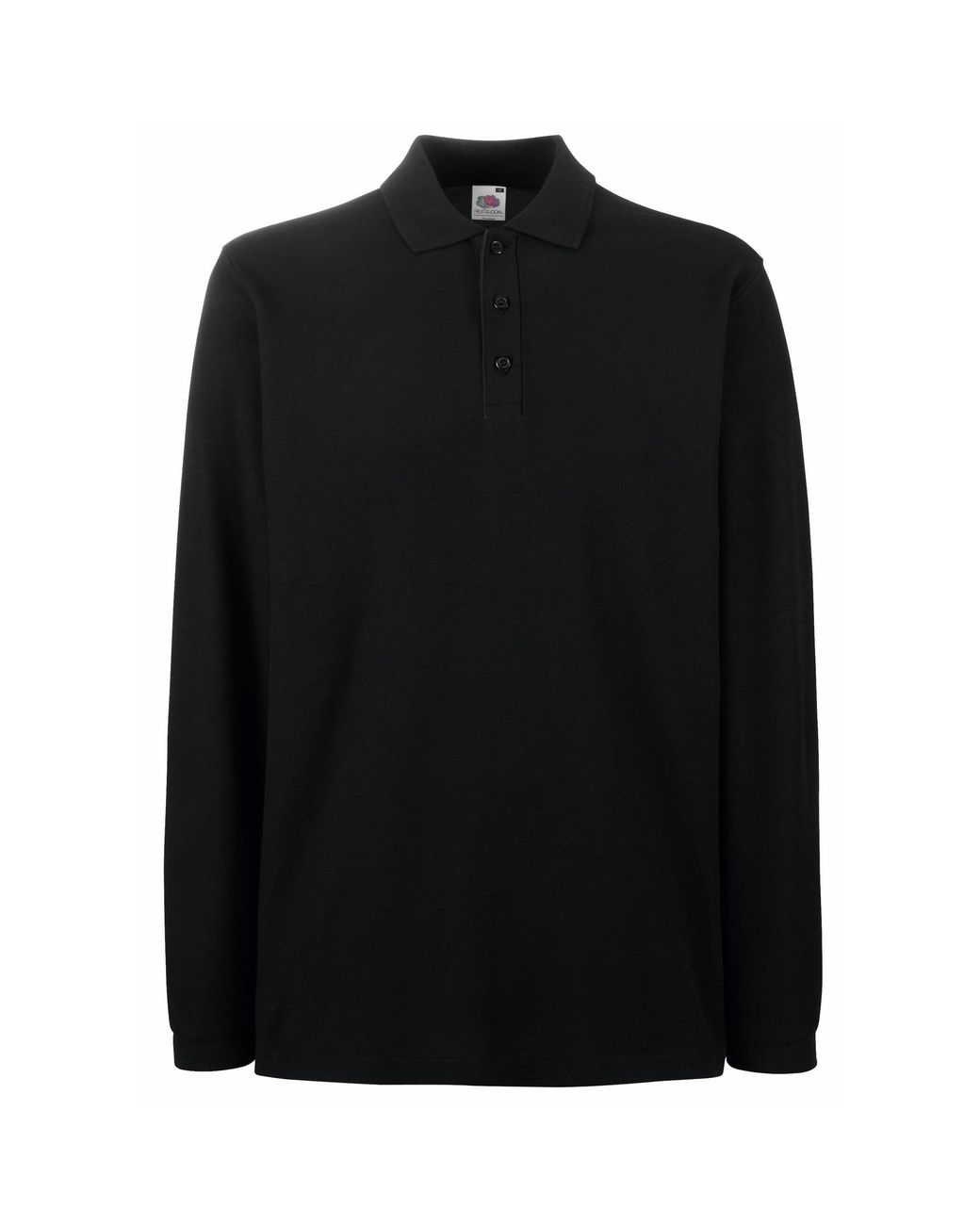 Fruit Of The Loom Black Premium Long Sleeve Polo Shirt for men