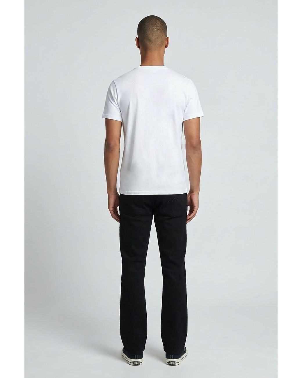 BoohooMAN White Slim Flare Half & Waistband Washed Twill Trousers for men