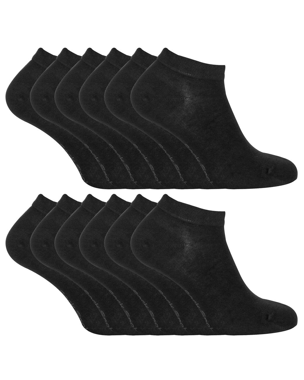 Sock Snob Black 12 Pair Multipack Bamboo Trainer Socks for men
