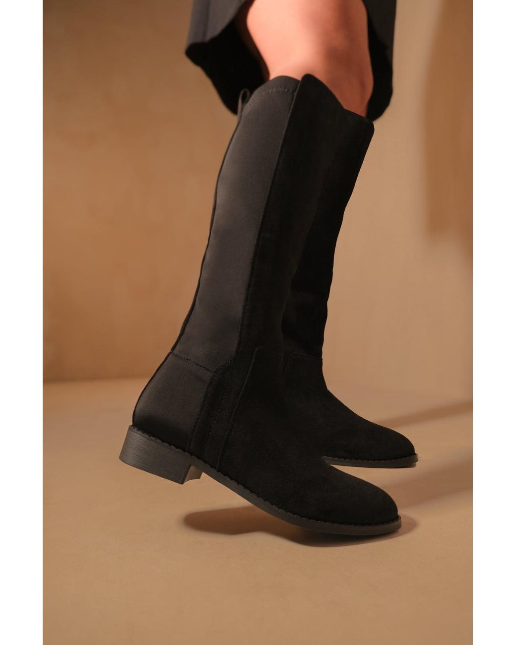 Where's That From Black 'Parker' Knee High Boots With Side Zip