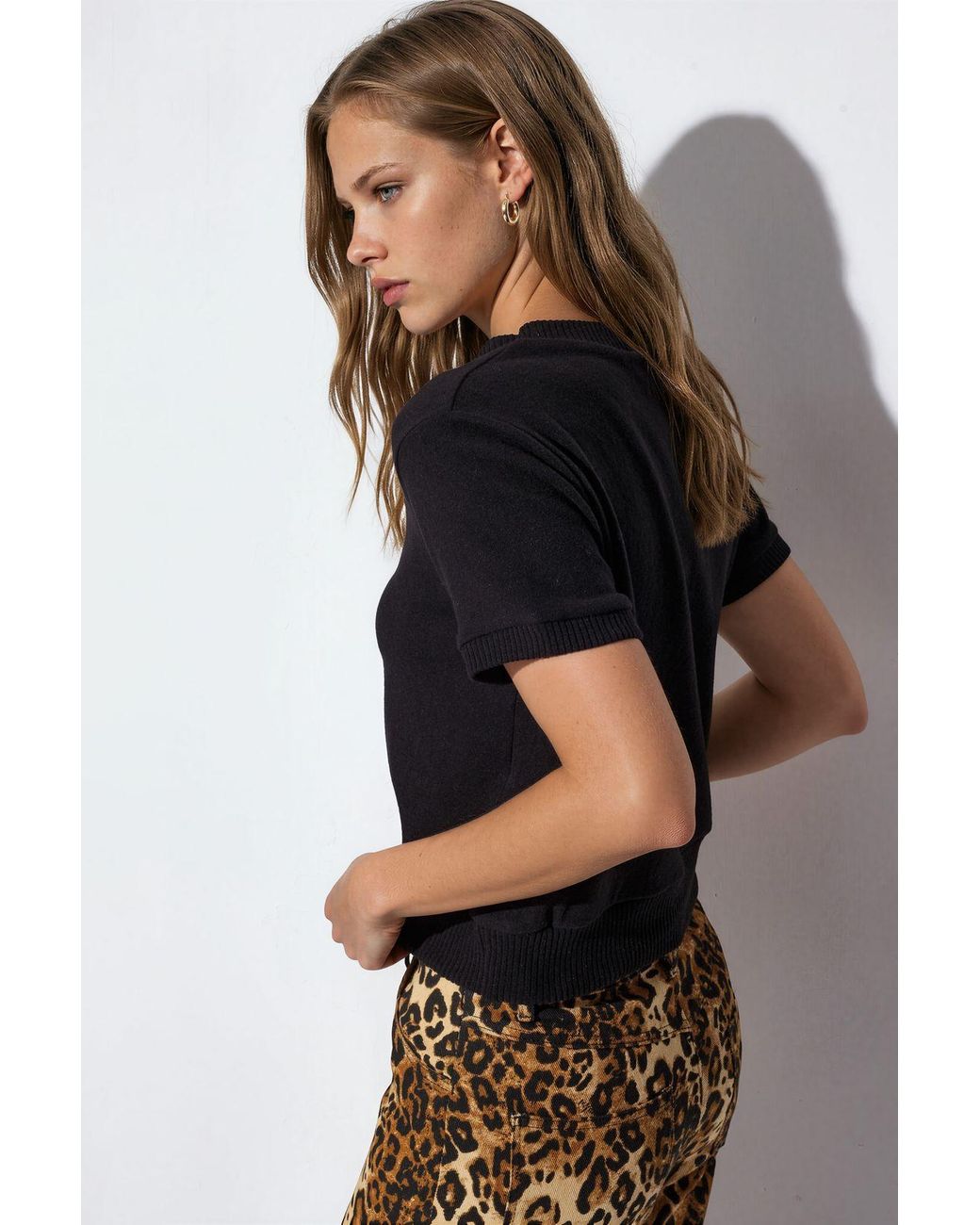 Busem Black Crop Crew Neck T-Shirt