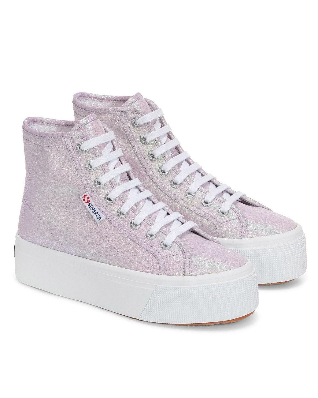 Superga Gray Ladies 2708 Lamé High Tops (Pastel Lilla Iridescent)