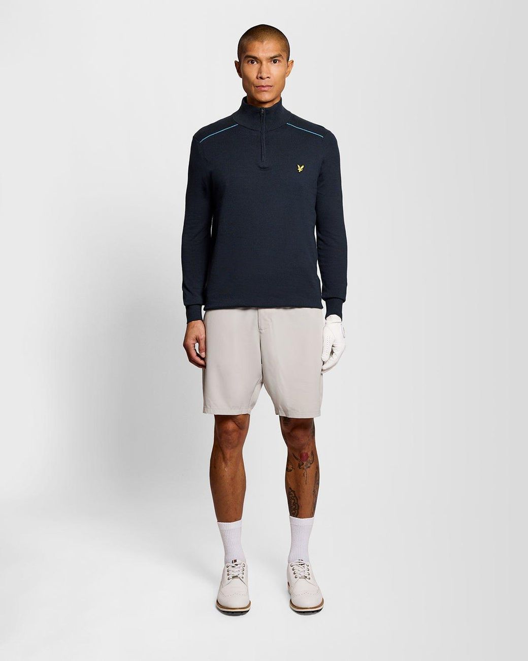 Lyle & Scott Blue Cotton Tipped 1/4 Zip Jumper