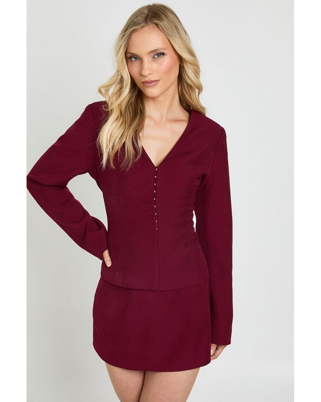 Boohoo Petite Tailored Barrel Sleeve Cinch Waist Blazer
