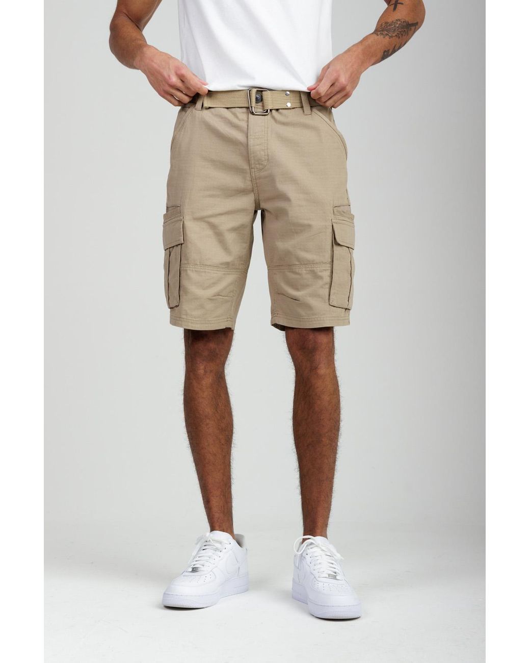 Tokyo Laundry Natural Cotton Cargo Shorts for men