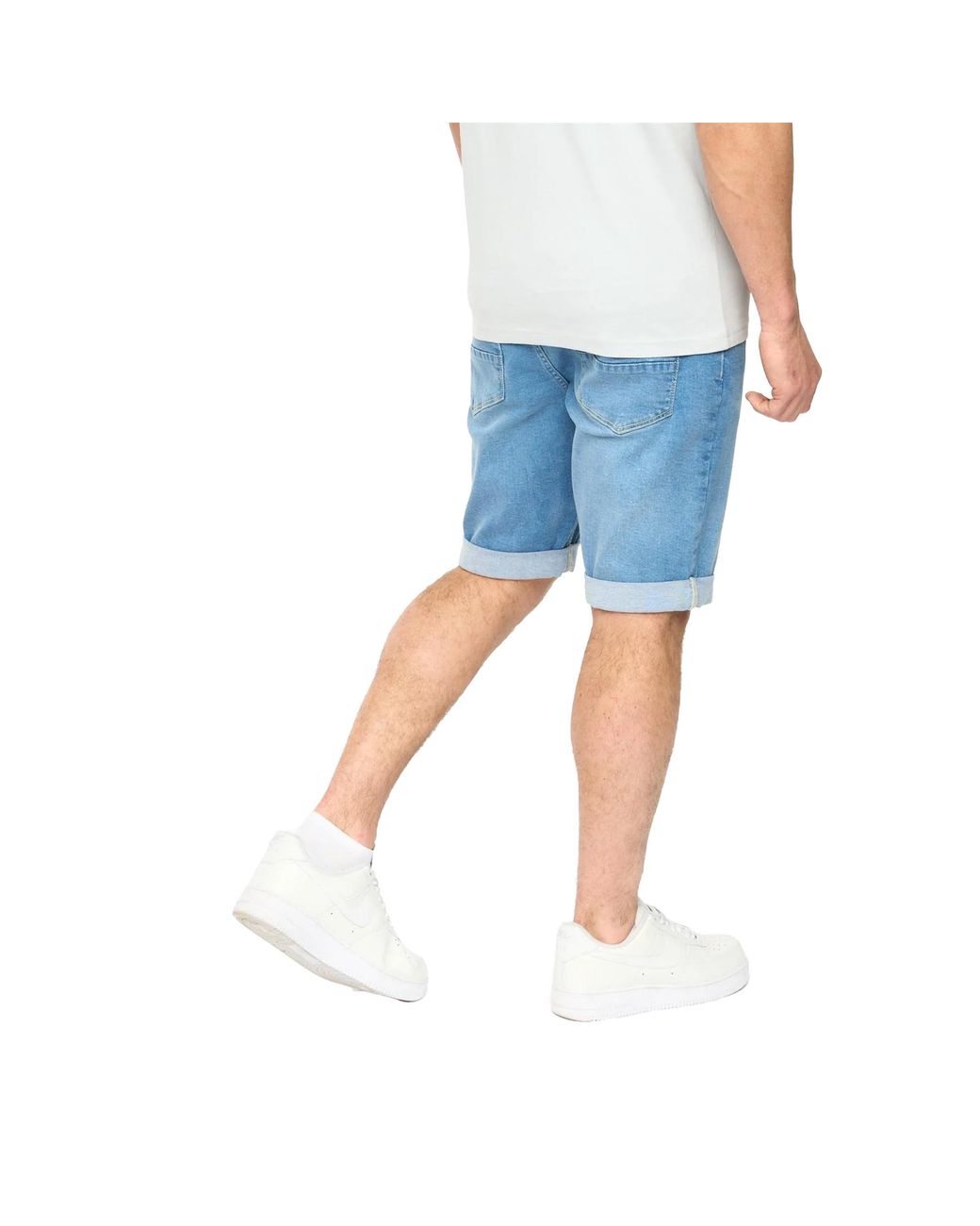 Crosshatch Blue Youlgreeve Denim Belted Shorts (Mid Wash) for men