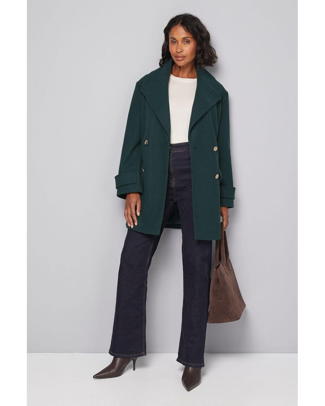 Wallis Blue Mid Length Double Breasted Coat