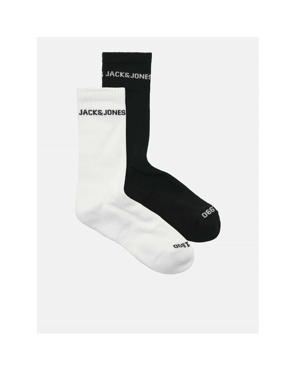 Jack & Jones Black And 2 Pack Basic Lettering Crew Socks for men