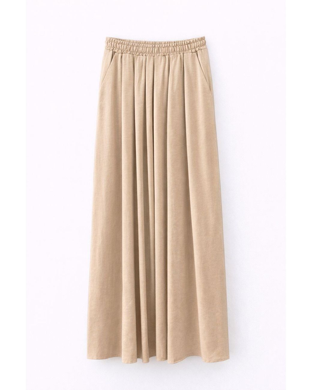 MixRay Natural High Waist Maxi Skirt With Drawstring