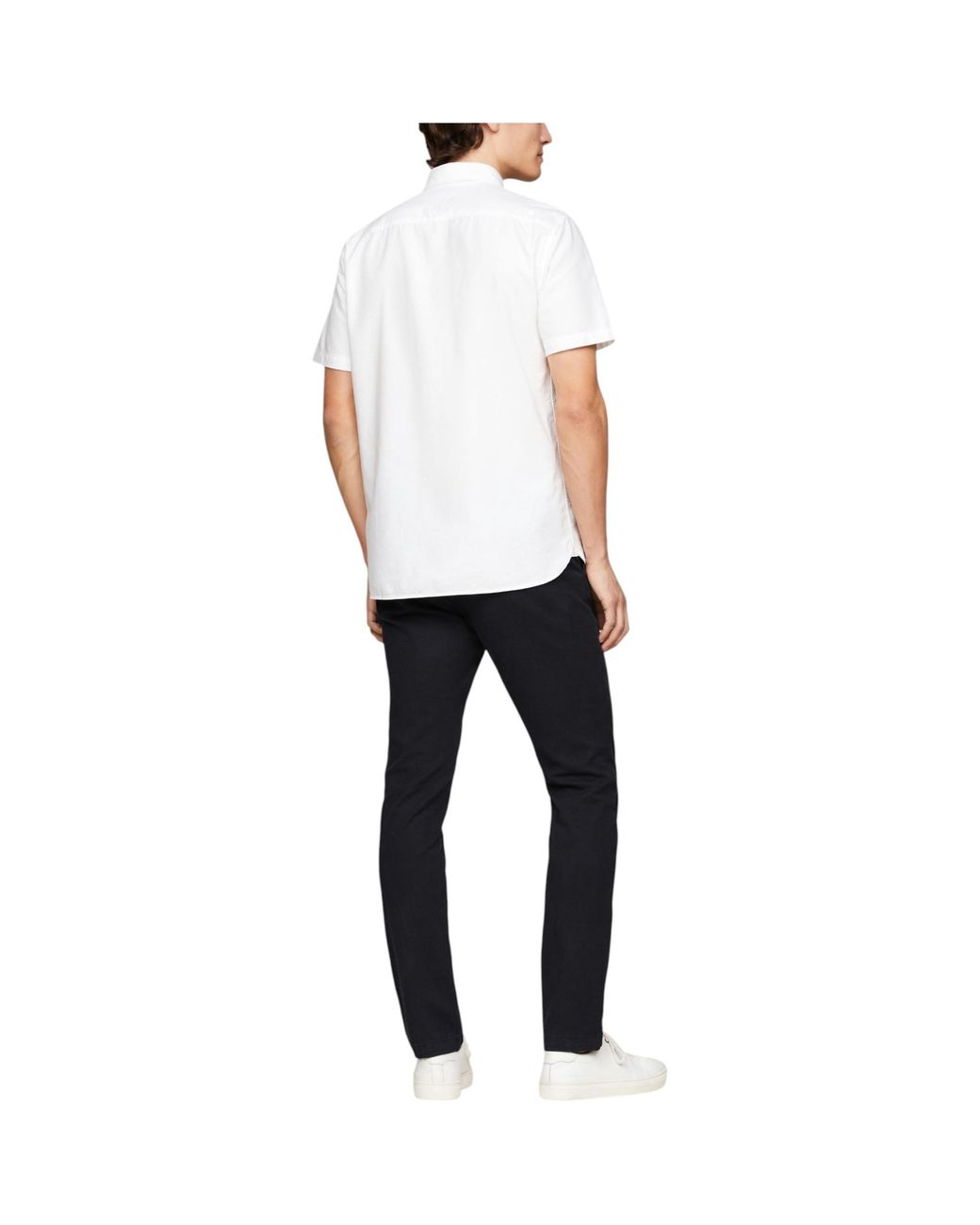 Tommy Hilfiger White Shirt Oxford Lightweight Short Sleeve Regular Fit Summer New for men