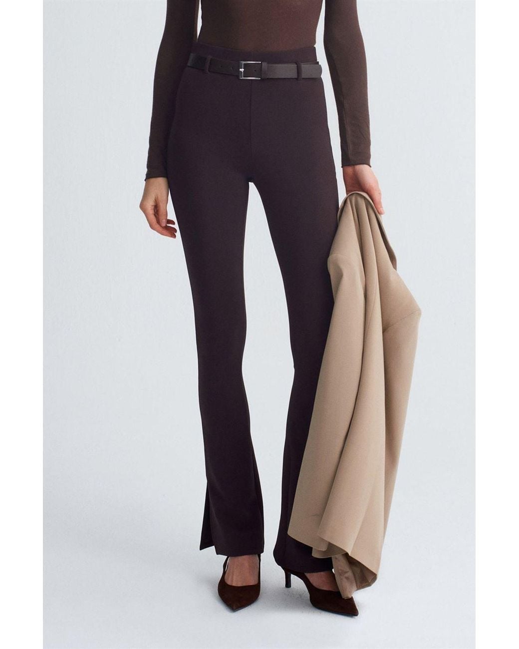 Dilvin Blue Belted Skinny Flare Pants