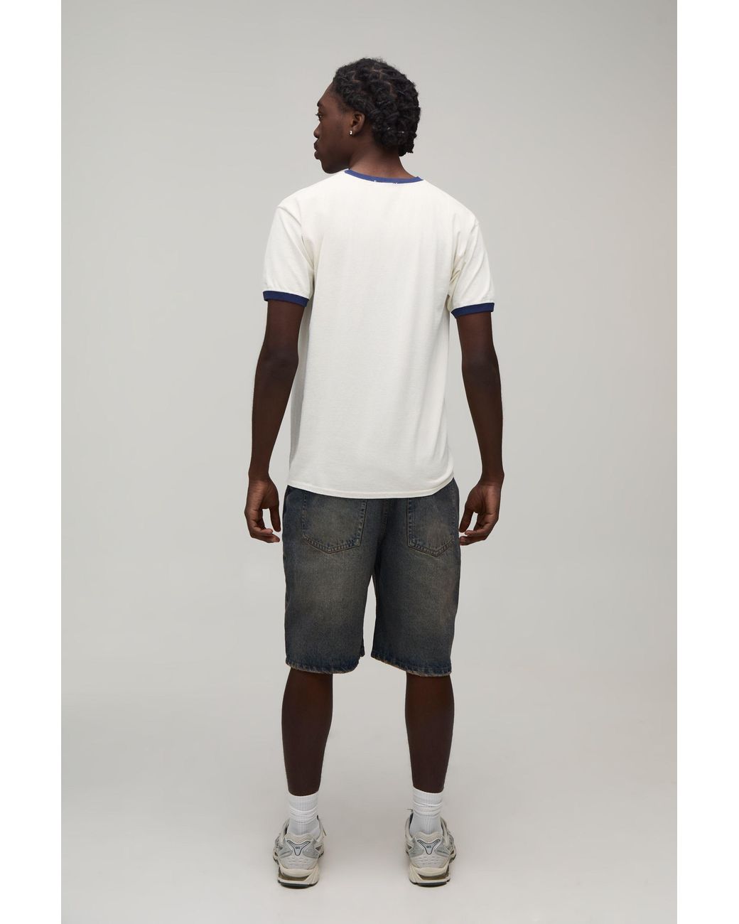 BoohooMAN White Regular England Print Ringer T-Shirt for men