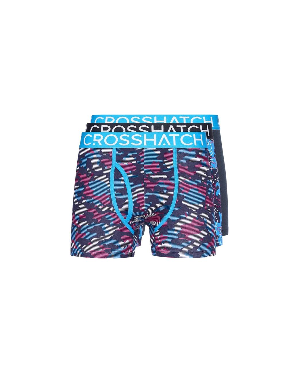 Crosshatch Blue Linamo Mve Open Fly Boxer Shorts (Pack Of 3) for men