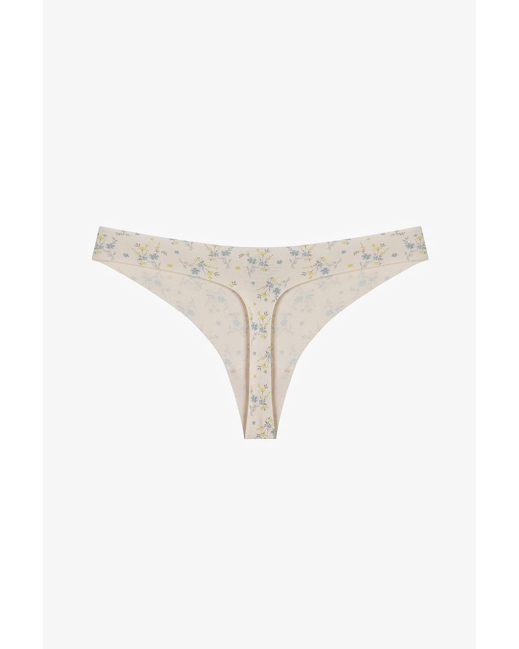 Penti White Floral Knitted Thong Panties