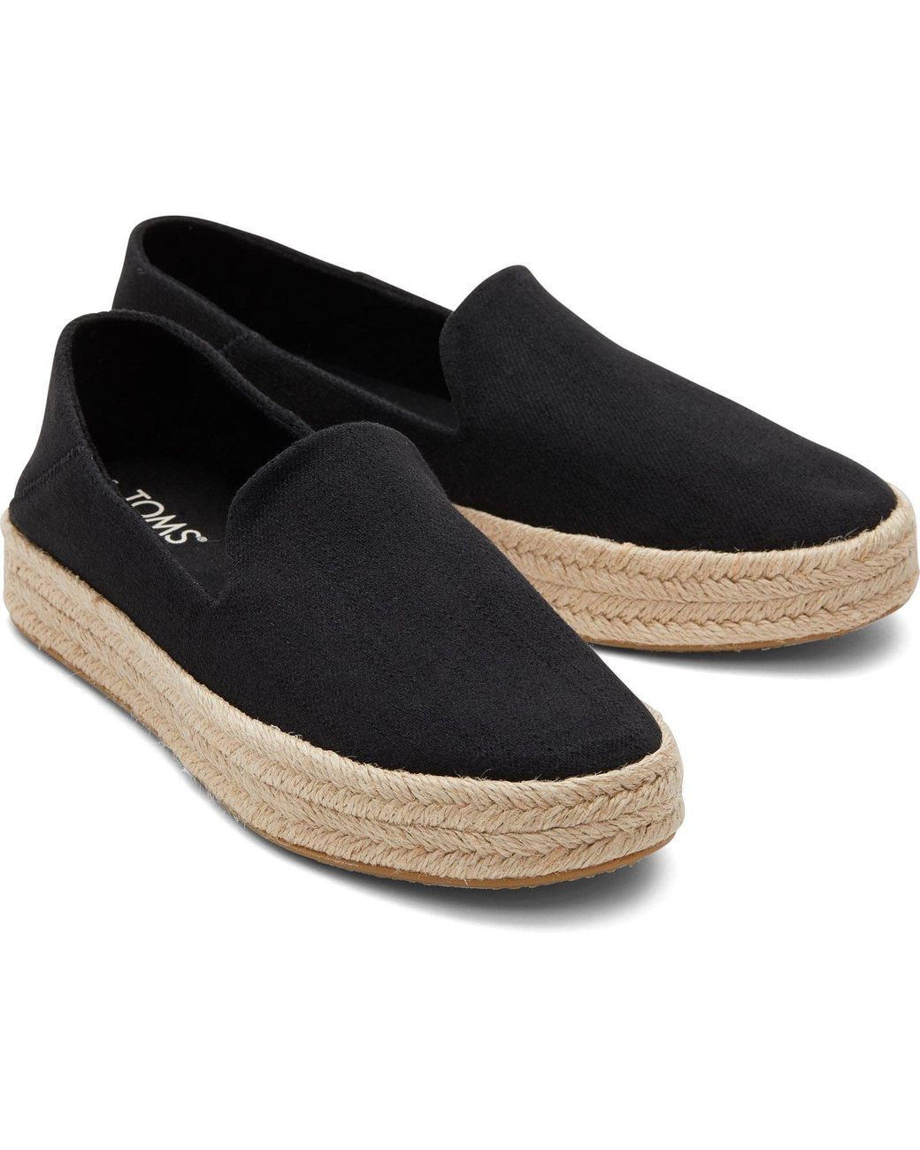 TOMS Black Carolina 100% Cotton Espadrilles