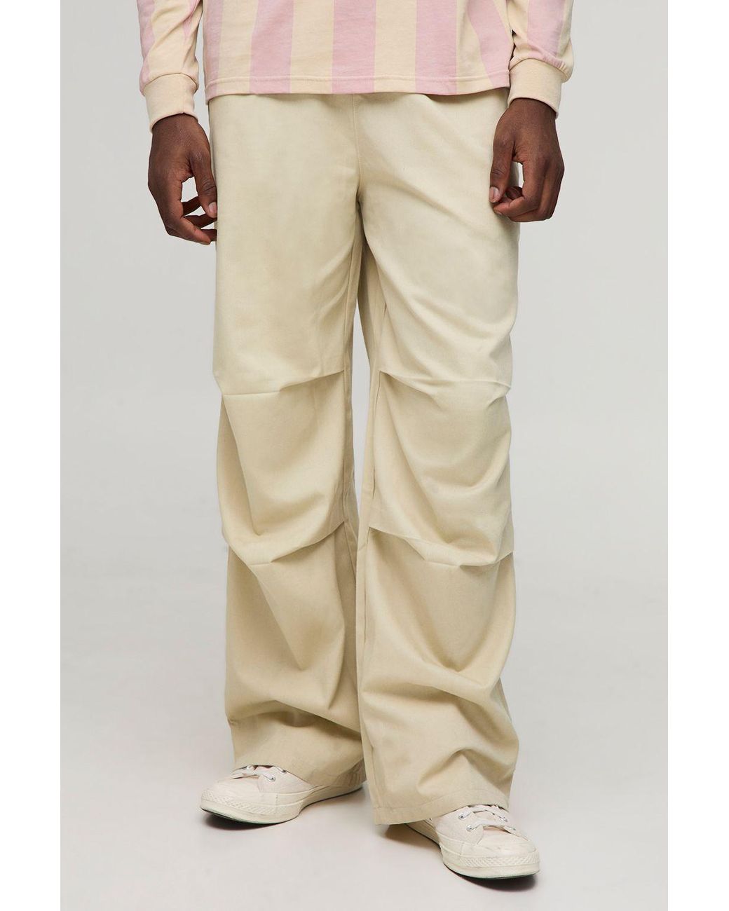 BoohooMAN Natural Elasticated Waist Baggy Pants for men