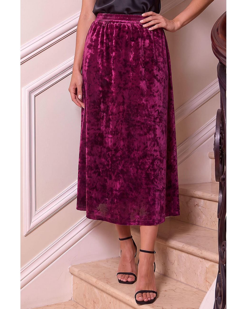 Roman Purple Crushed Velvet Skirt