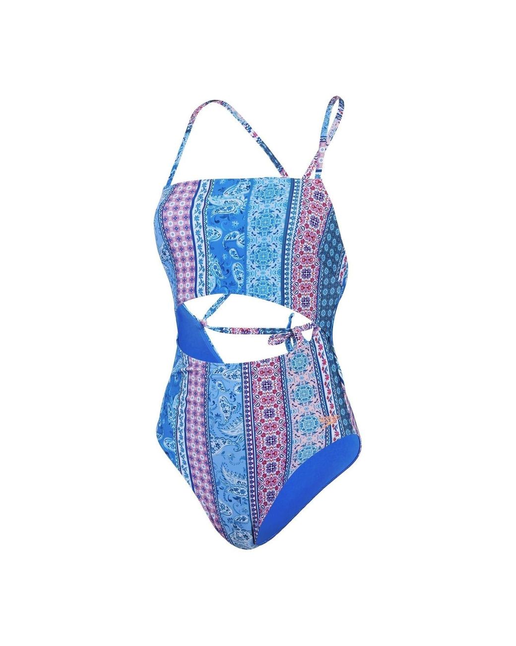 Speedo Blue Paisley Patterned Tie Back Swimsuit