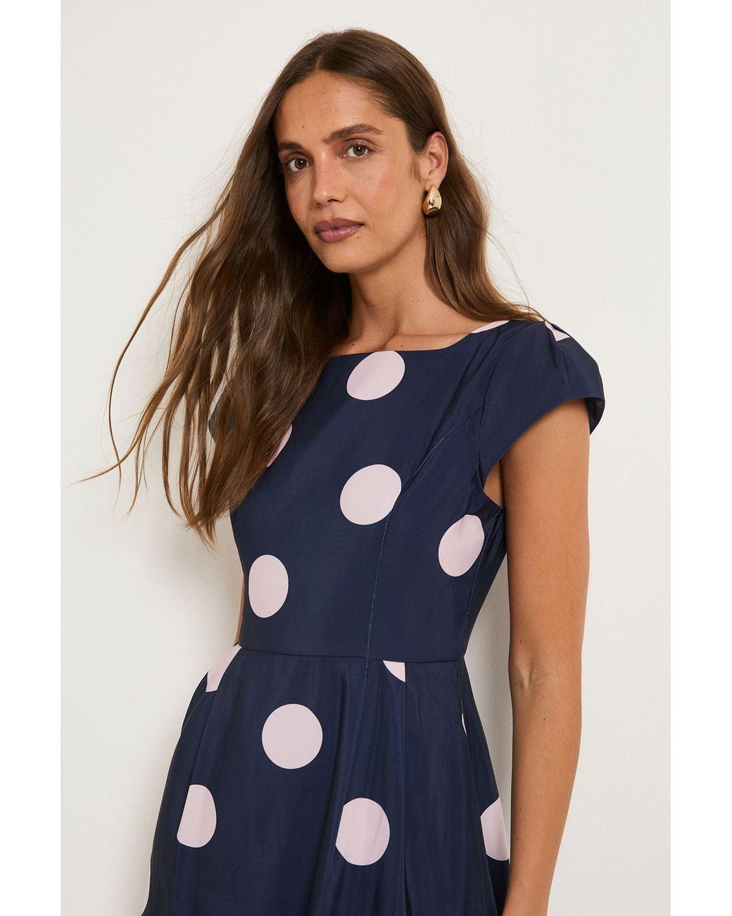 Wallis Blue Spot Ottoman Fit & Flare Midi Dress