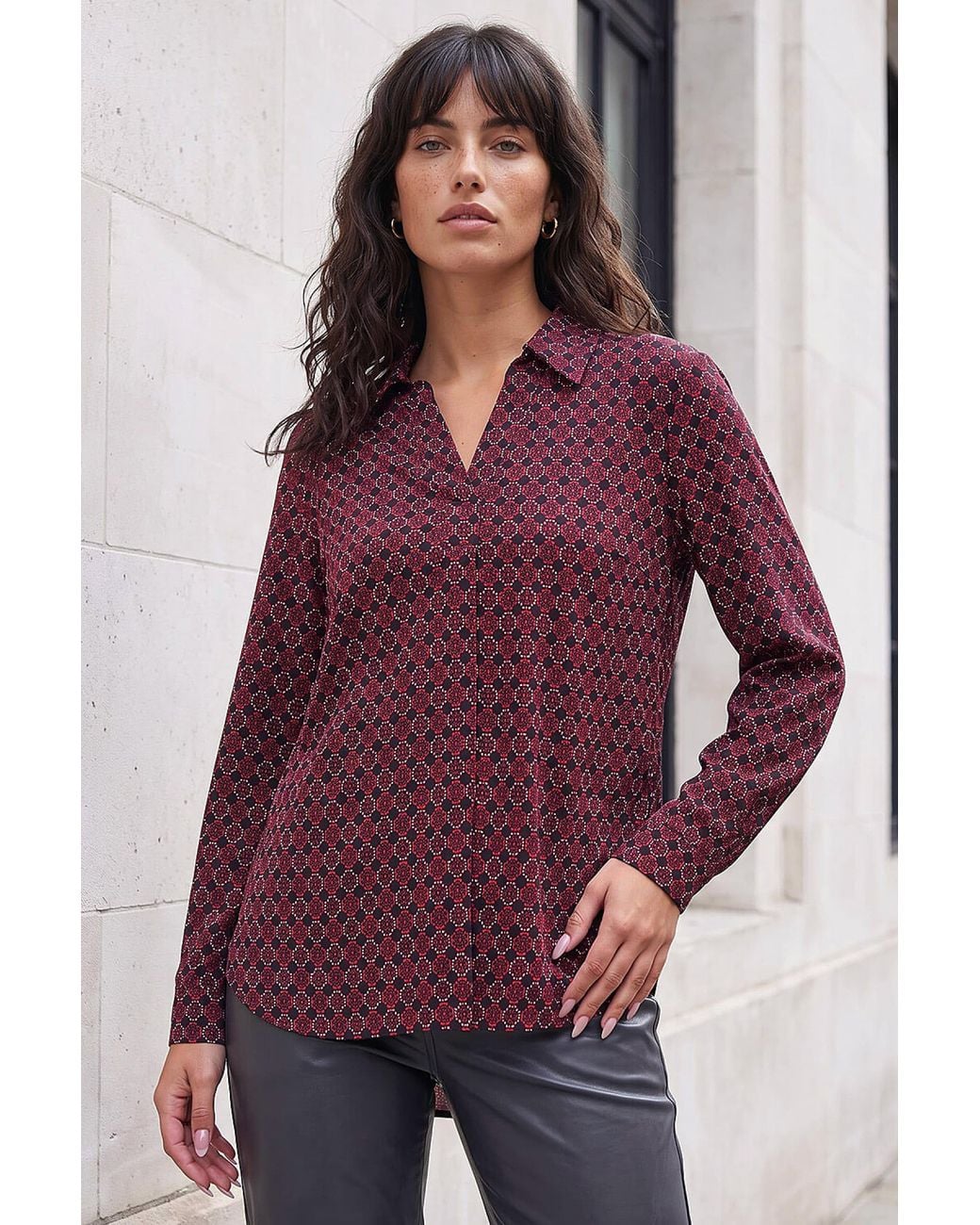 Roman Purple Geo Puff Print Shirt