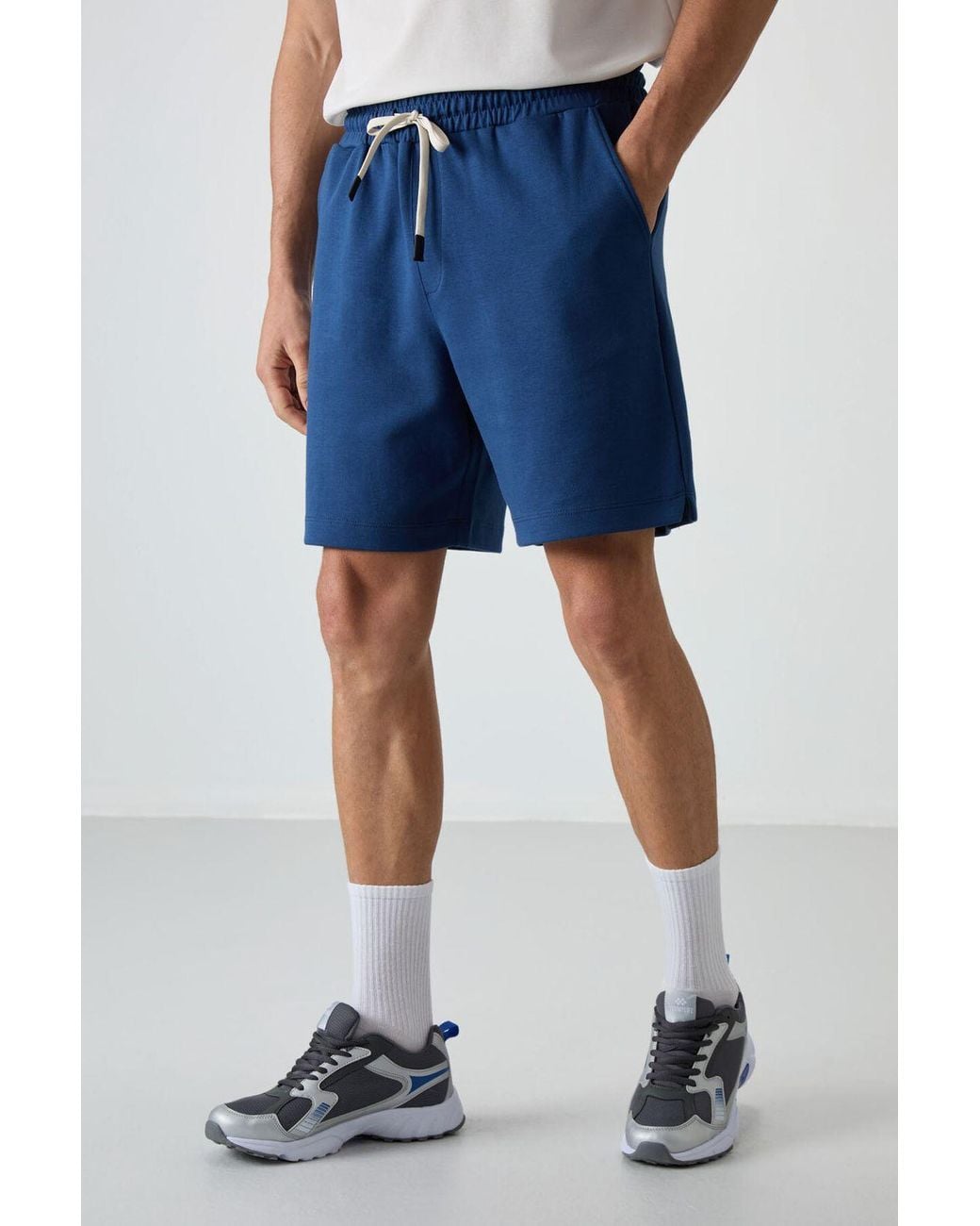 TOMMY LIFE Blue Cotton- Sweat Shorts for men