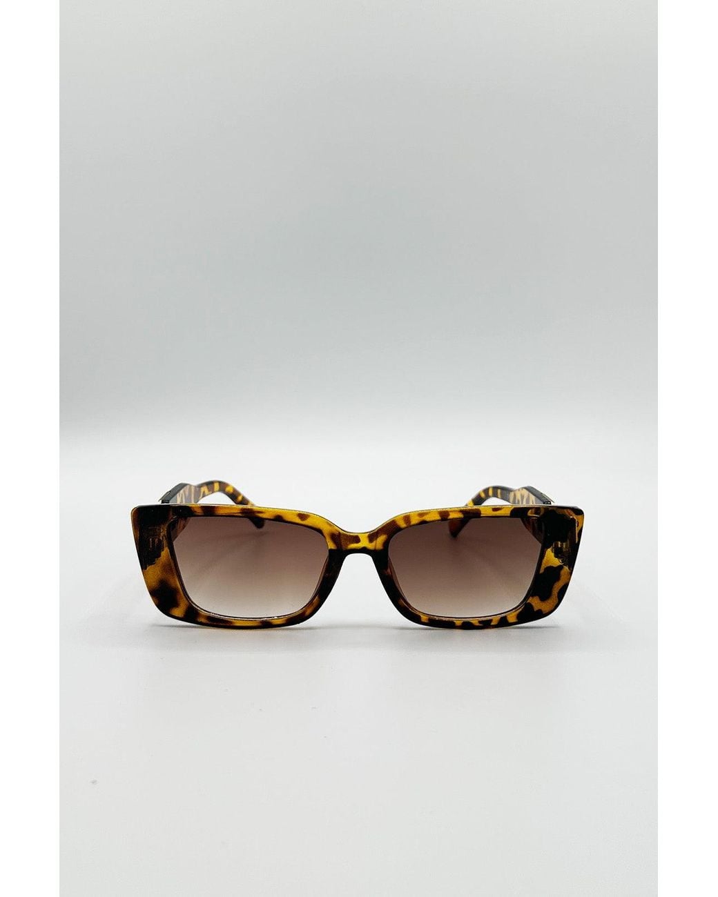 SVNX Brown Rectangle Cateye Side Detail Sunglasses