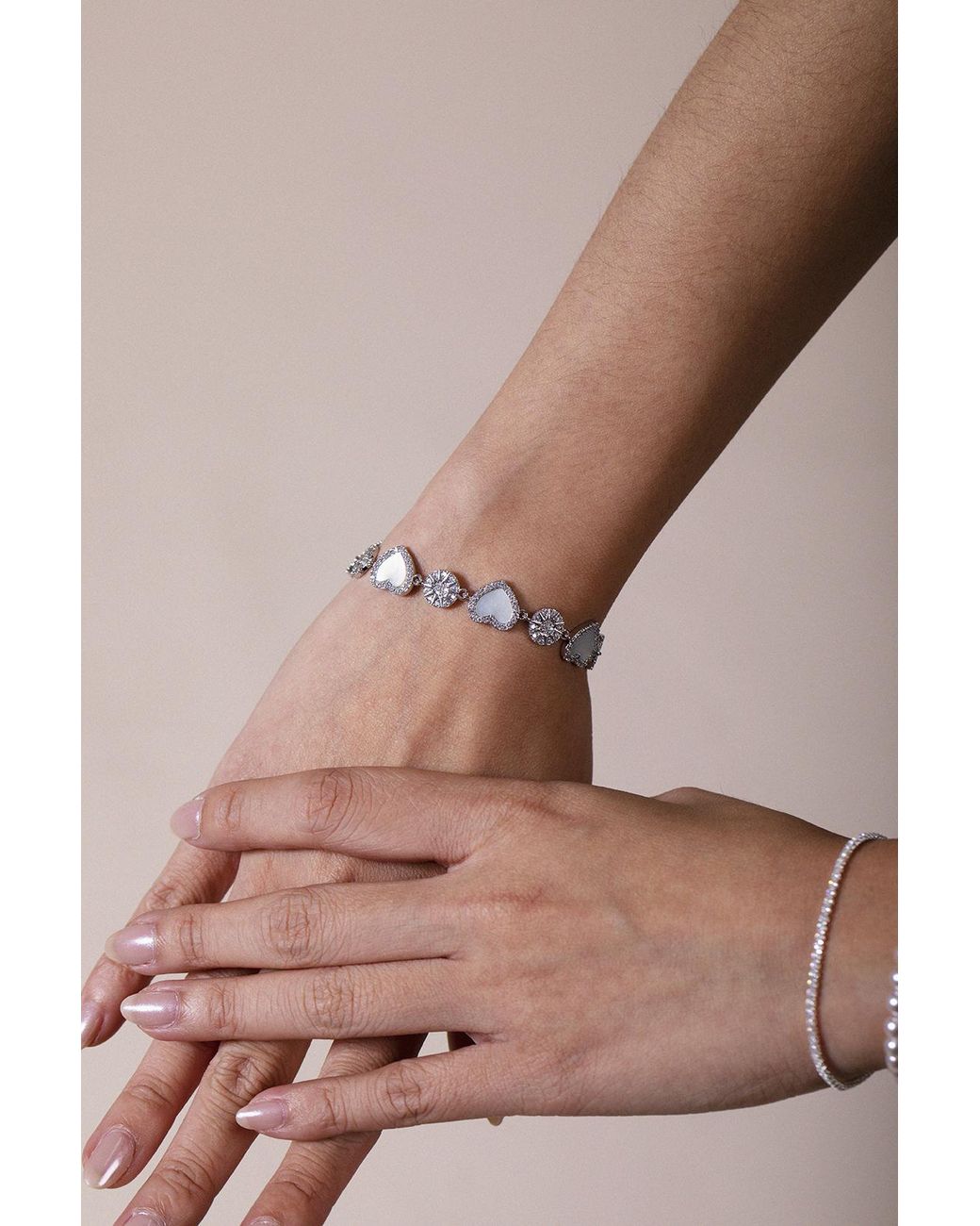 SVNX Natural Heart Diamante Bracelet