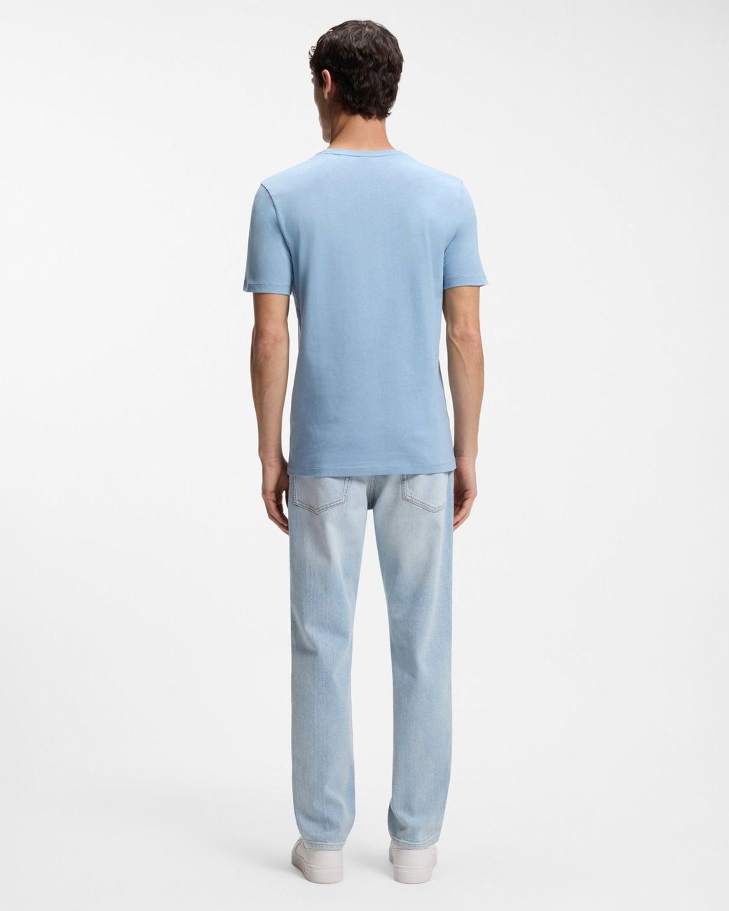 Boss Blue Tales Cotton-Jersey T-Shirt With Logo Patch for men