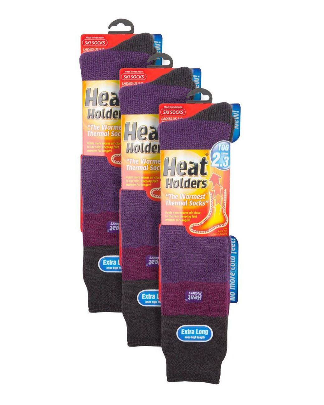 Heat Holders Purple 3 Pack Ladies Thermal Knee High Ski Socks