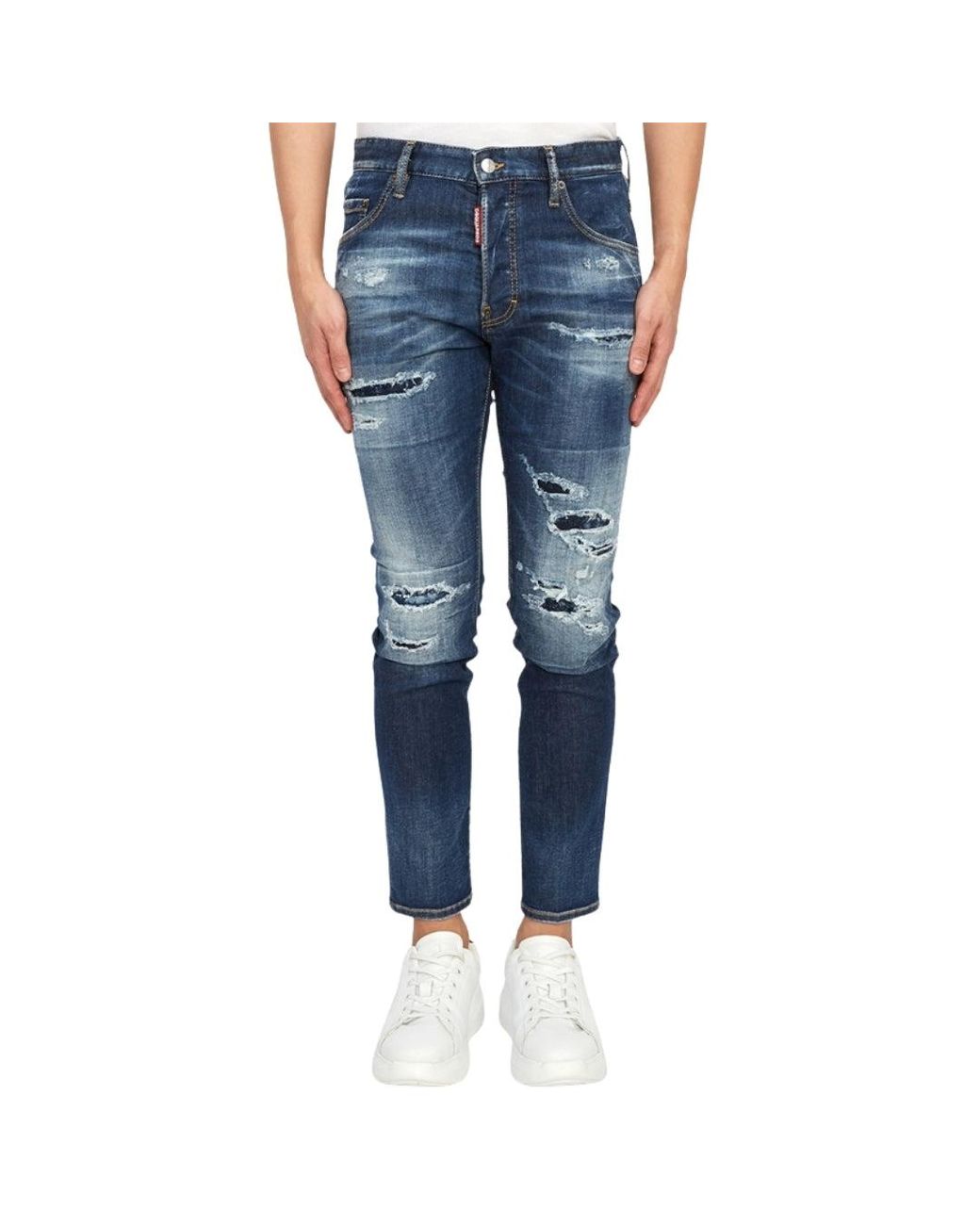 DSquared² Blue Skater Jean Destroyed Reinforced Denim Jeans Cotton for men