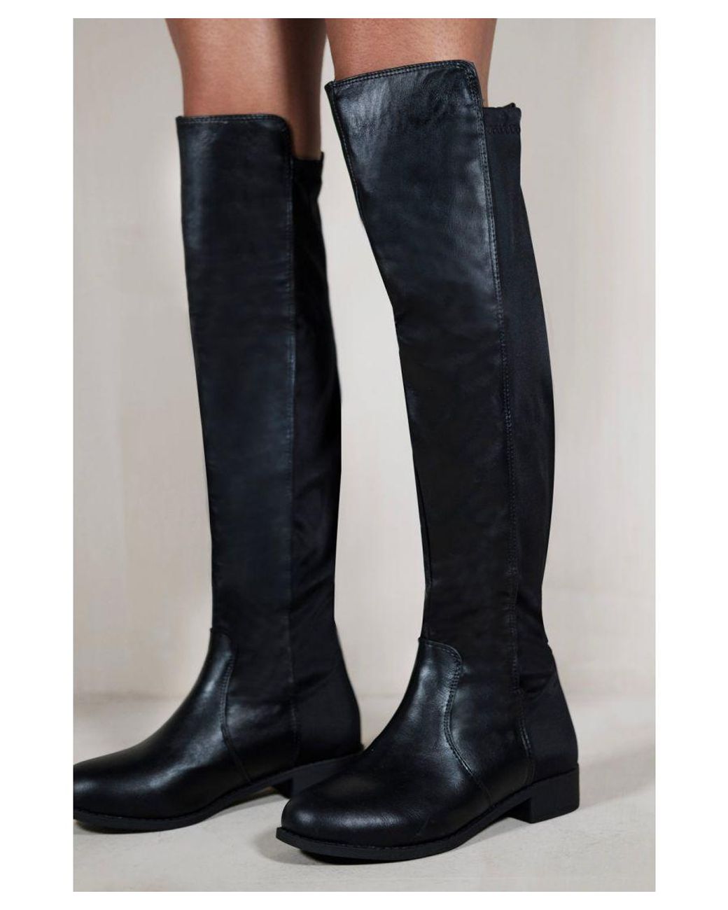 Where's That From Blue Diem Over The Knee Pull On Boots With Low Heel